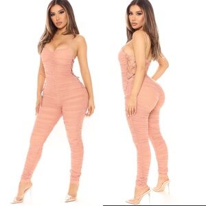 Fashion Nova On The Horizon Ruched Jumpsuit - Marsala